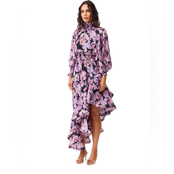 ELLIATT SOLENE MIDI DRESS - BLACK LILAC Dinner cocktail Party size S NWT - Picture 3 of 6